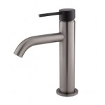 Kaya Basin Mixer, Gun Metal With Matte Black Handle